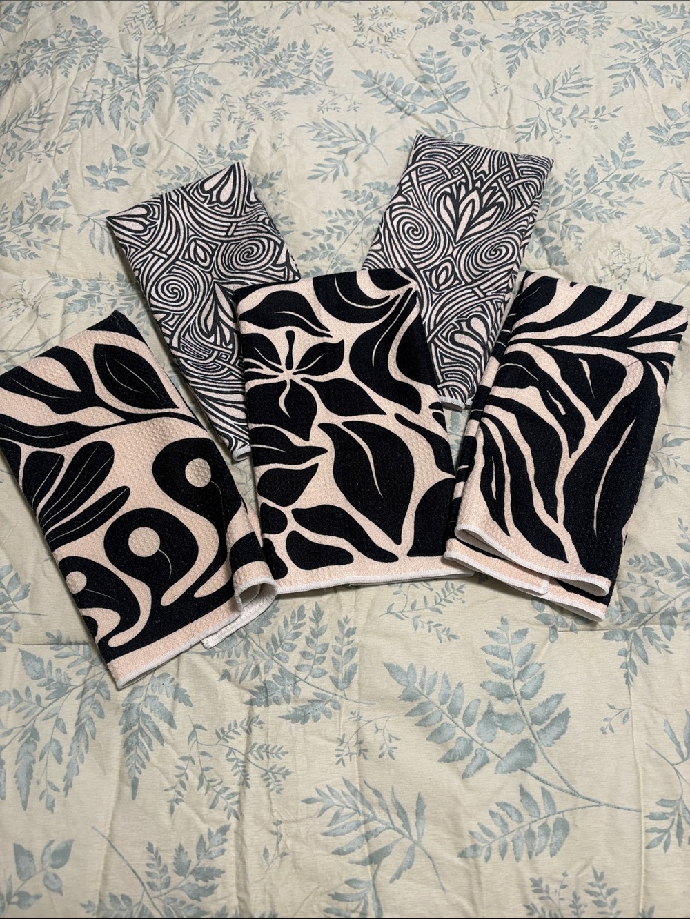 Black and Cream hand towels